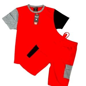 MEN’S 2PC MULTICOLOR TOP CARGO POCKETS BASKETBALL COOL SUMMER OUTFITS (2205)